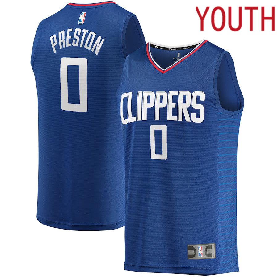 Youth Los Angeles Clippers 0 Jason Preston Fanatics Branded Royal Fast Break Player NBA Jersey